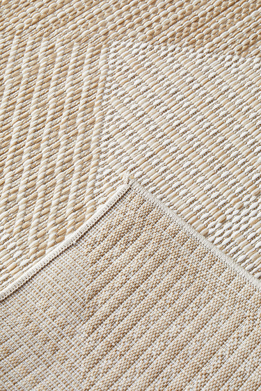 Patio Rico Cream Natural Modern Indoor Outdoor Geometric Patterned Flatweave Hallway Runner Rug